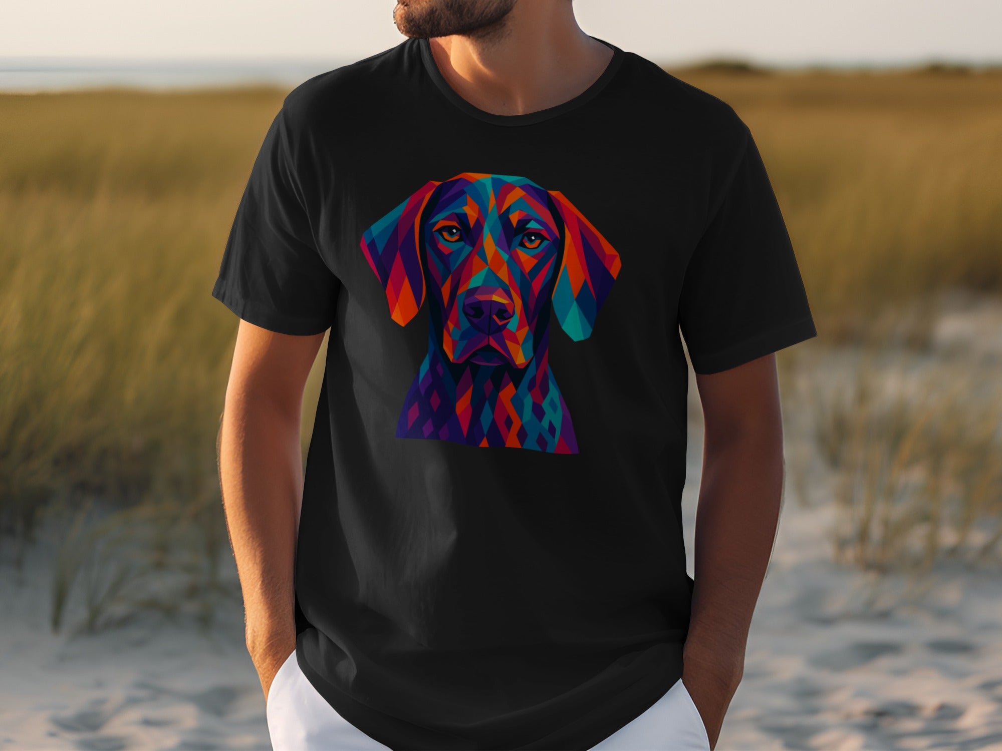 Vibrant Colorful Dog Portrait Print Men's T-Shirt
