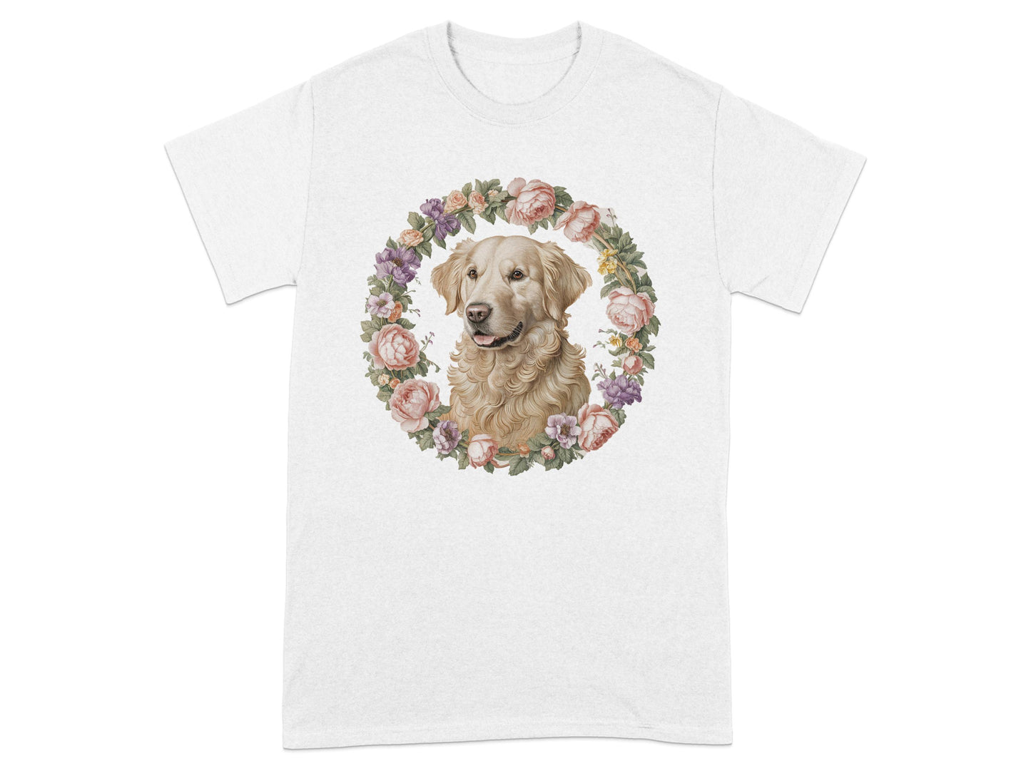 Golden Retriever Floral Wreath Graphic Tee product type