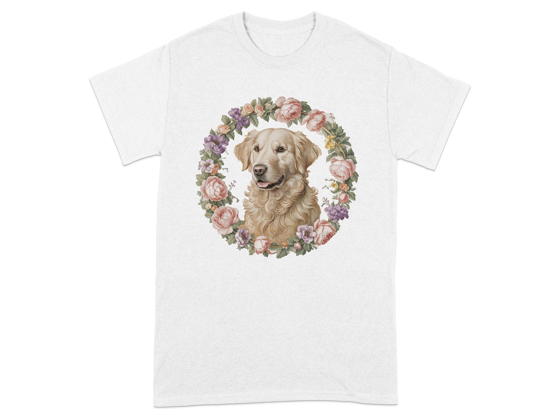 Golden Retriever Floral Wreath Graphic Tee product type