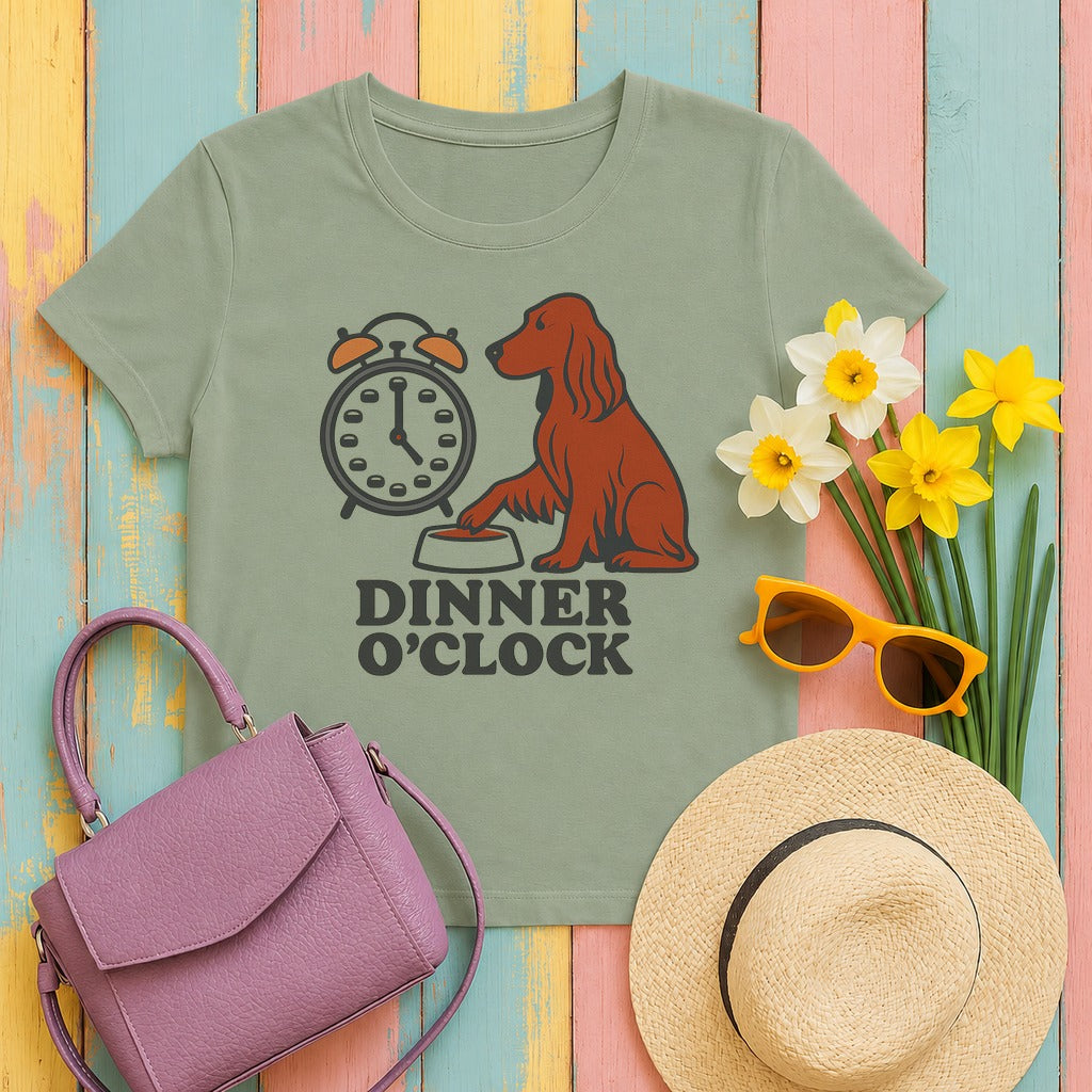 Irish Setter Dinner O'Clock T-shirt in Sage