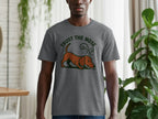 Grey t-shirt with text "TRUST THE NOSE" and a brown dachshund sniffing.