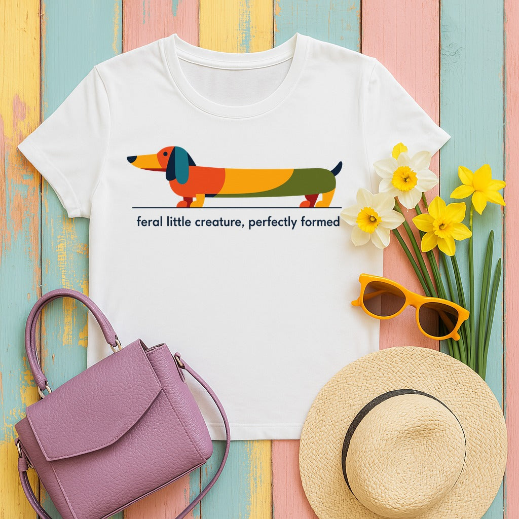 Dachshund — Feral Creature Perfectly Formed Doxie T-Shirt in White