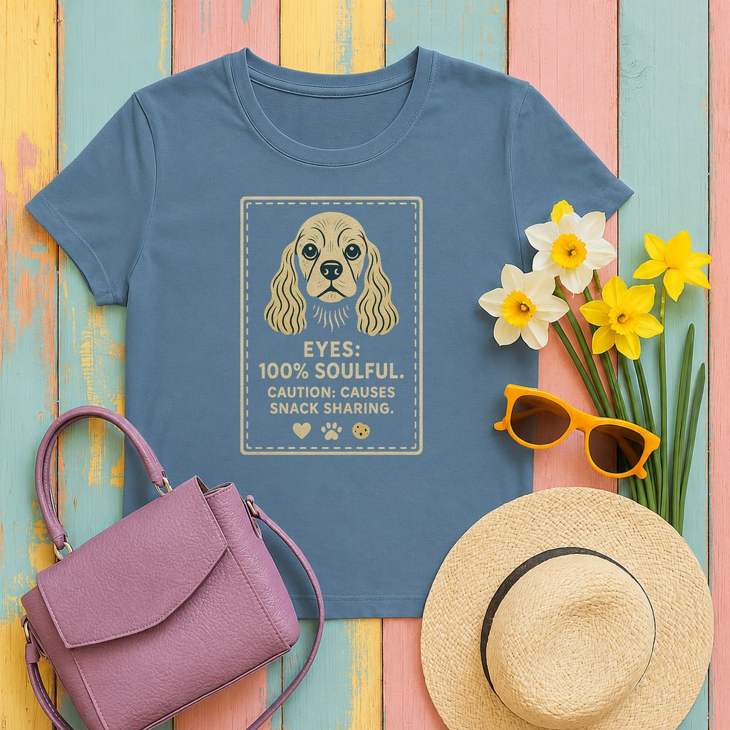 Cocker Eyes 100% Soulful Tee in Steel Blue