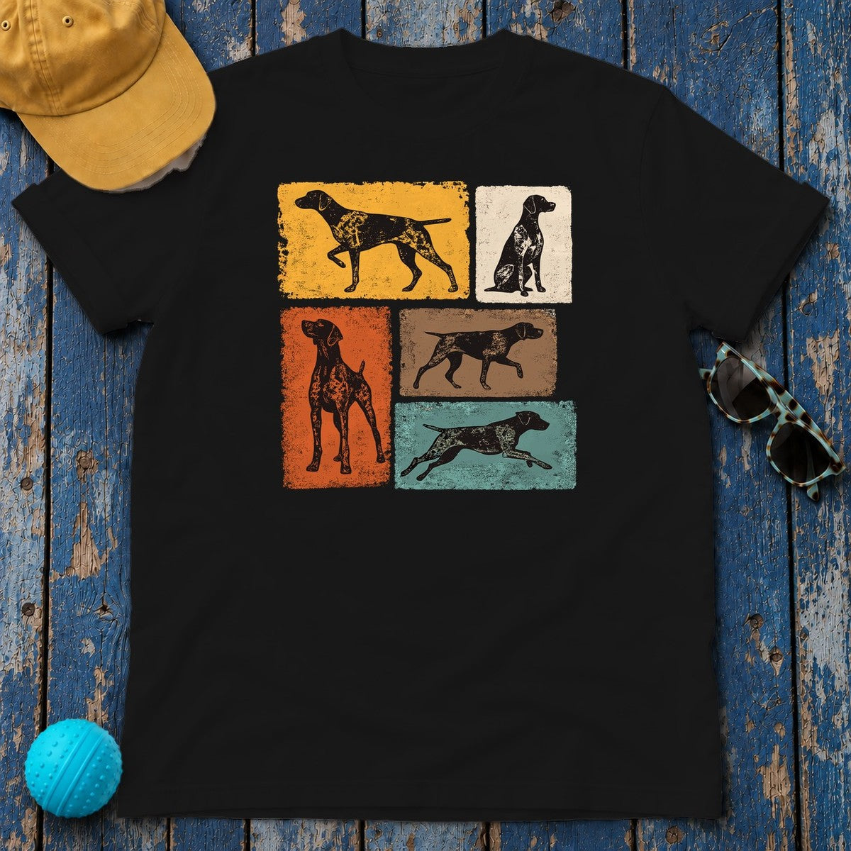 Heritage Pointer Dog Silhouettes T-Shirt in Black