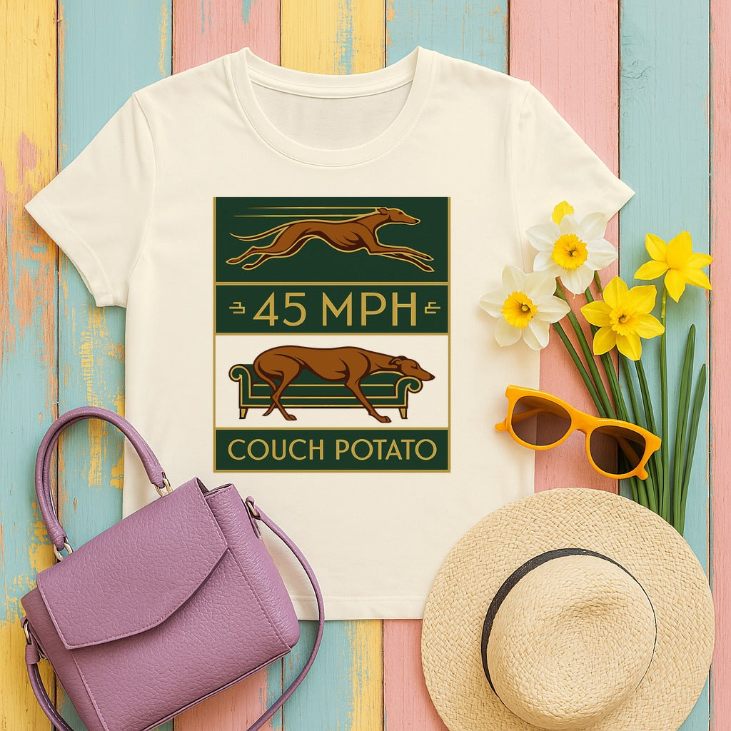 Greyhound 45 MPH Couch Potato Tee in Natural