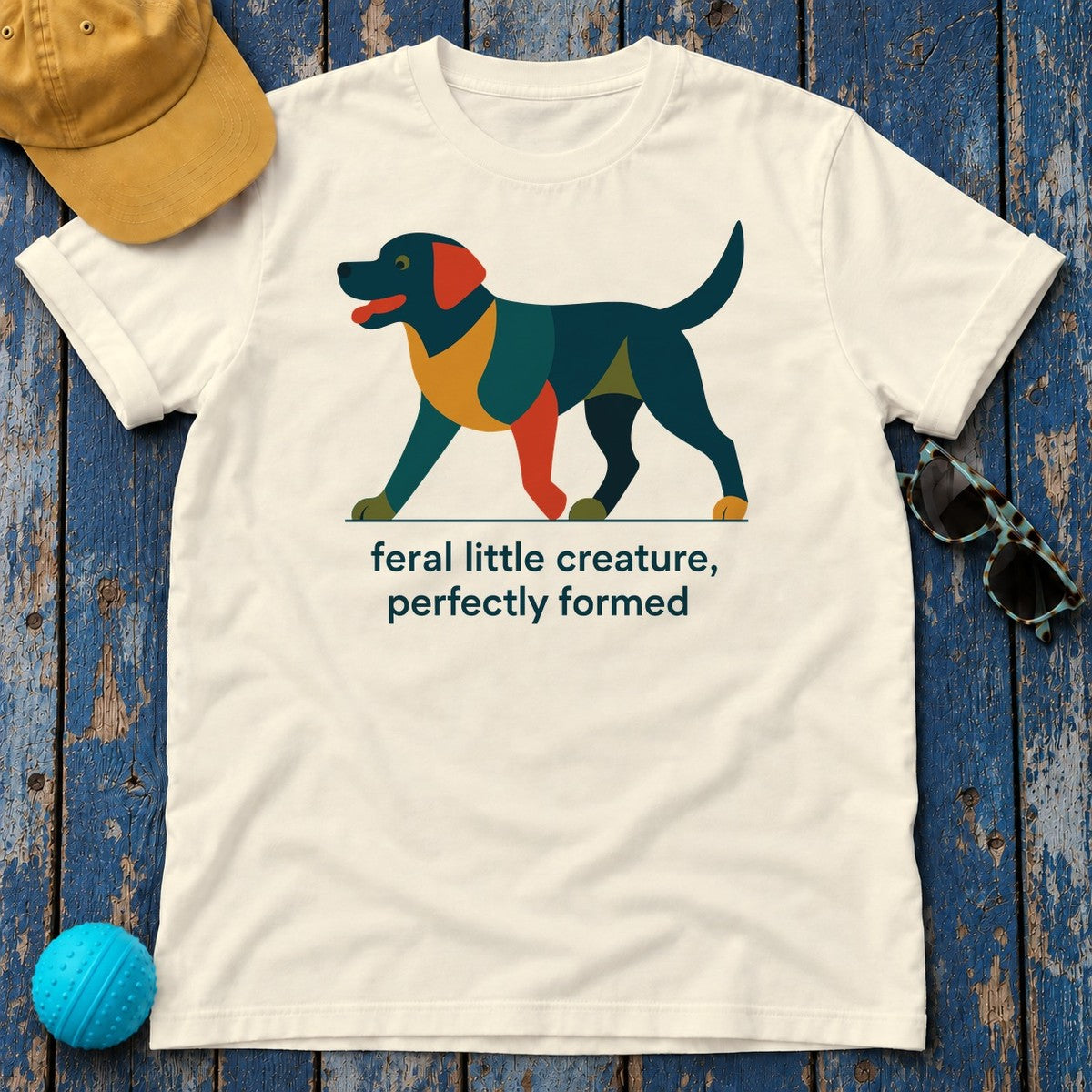 Feral Creature Black Lab T-Shirt in Natural