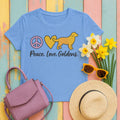Peace Love Goldens T-Shirt in Carolina Blue