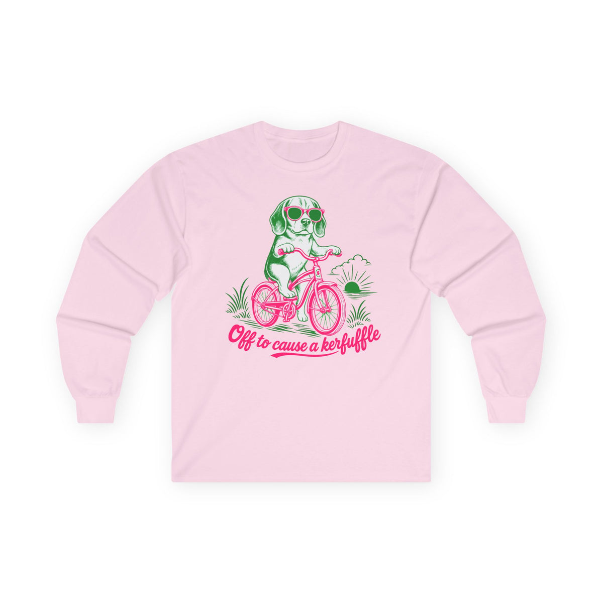 Off to Cause a Kerfuffle Beagle Long Sleeve Tee in Light Pink