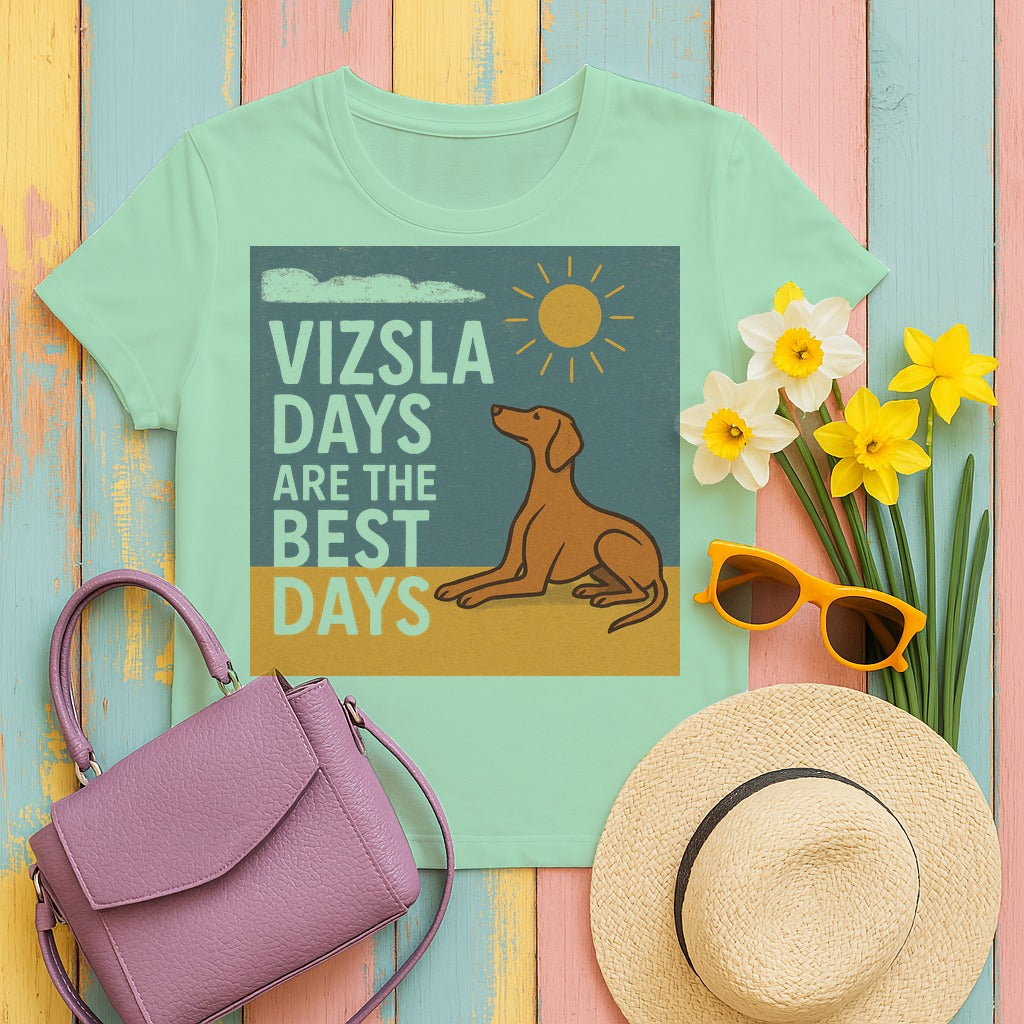 Vizsla Days Best Days Retro Graphic T-shirt in Mint Green