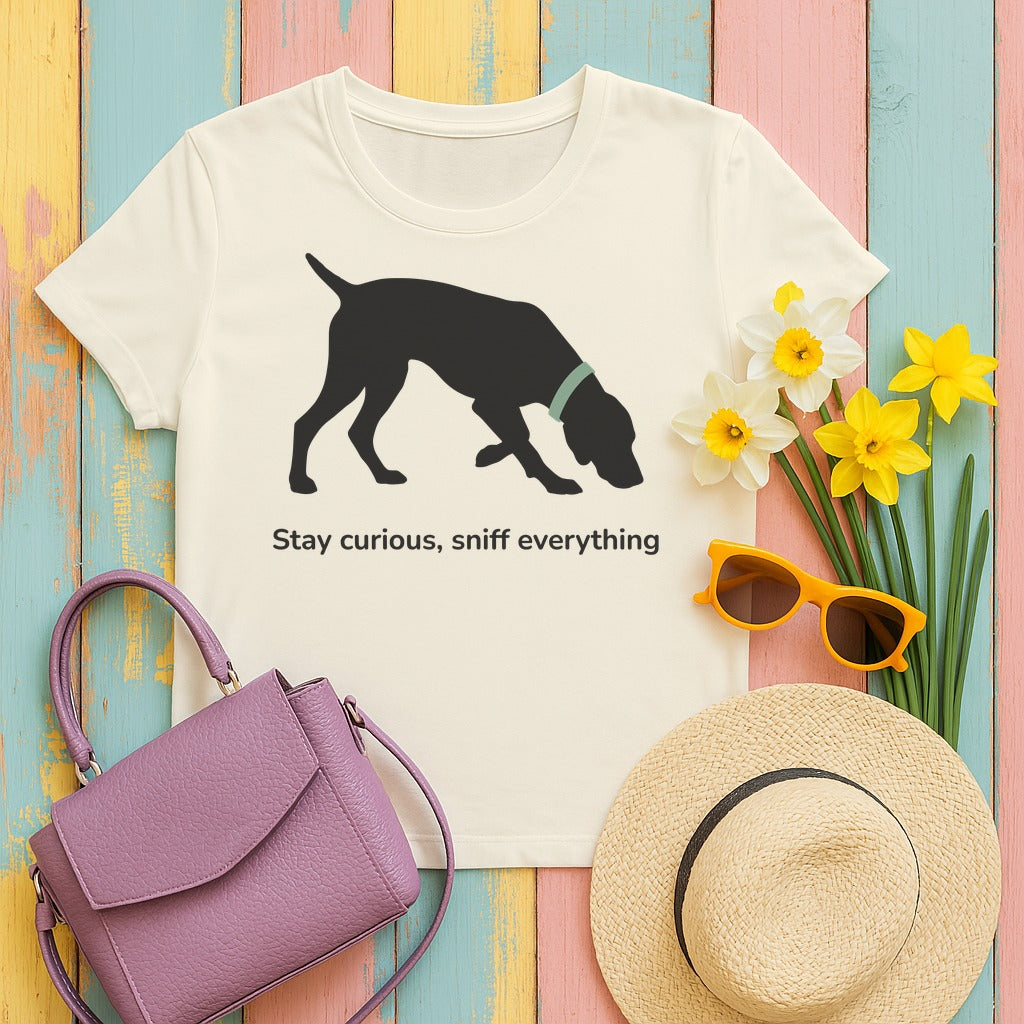 Stay Curious Vizsla T-Shirt in Ivory