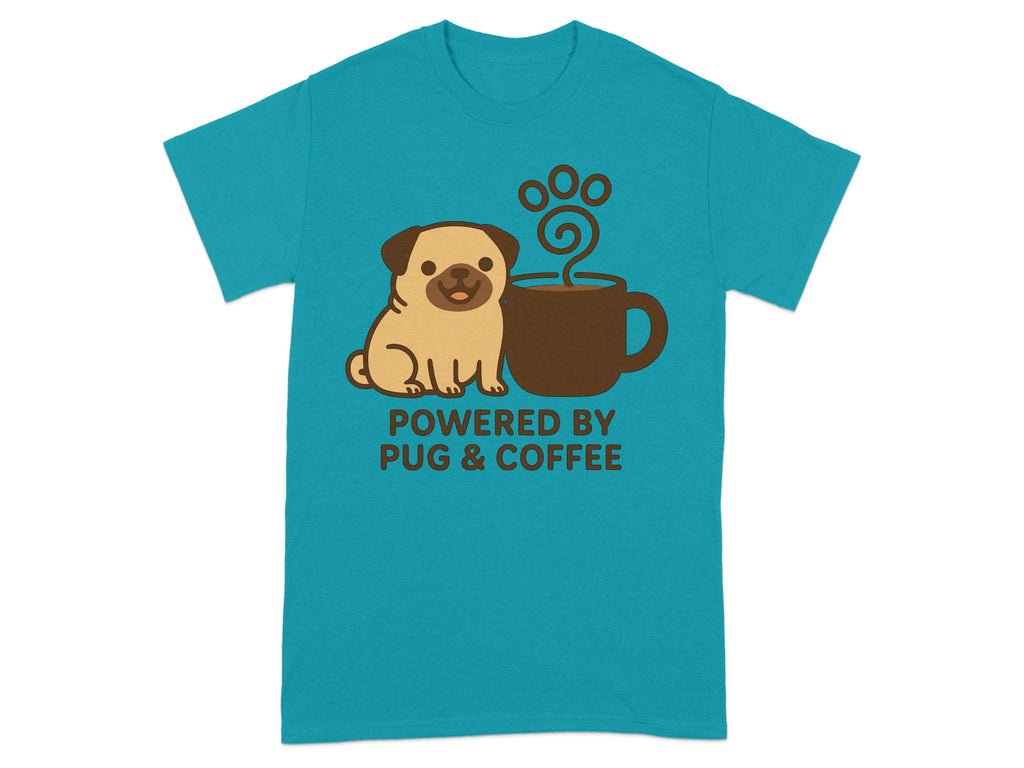 Powered by Pug & Coffee Fun Graphic T-Shirt