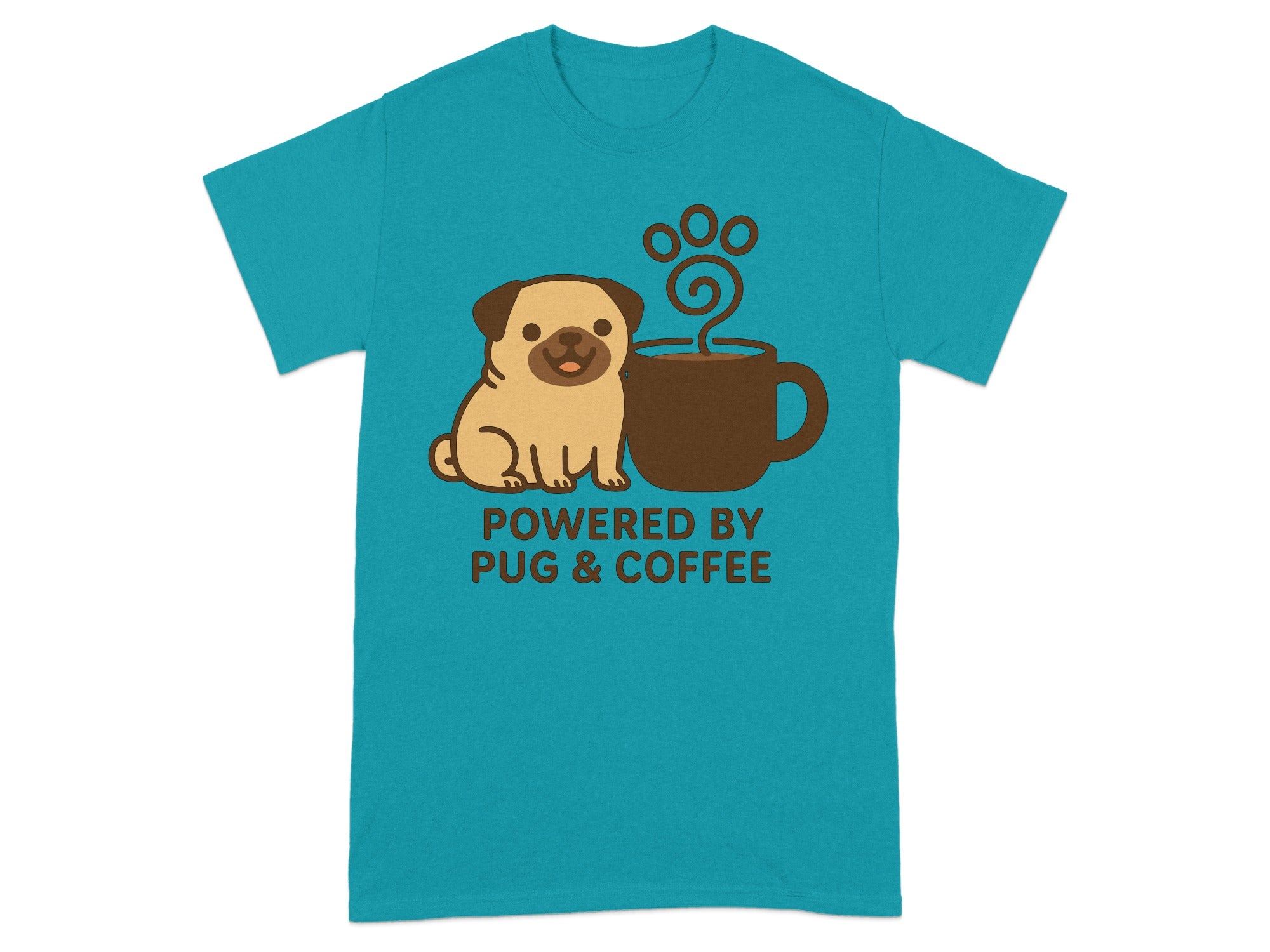 Powered by Pug & Coffee Fun Graphic T-Shirt