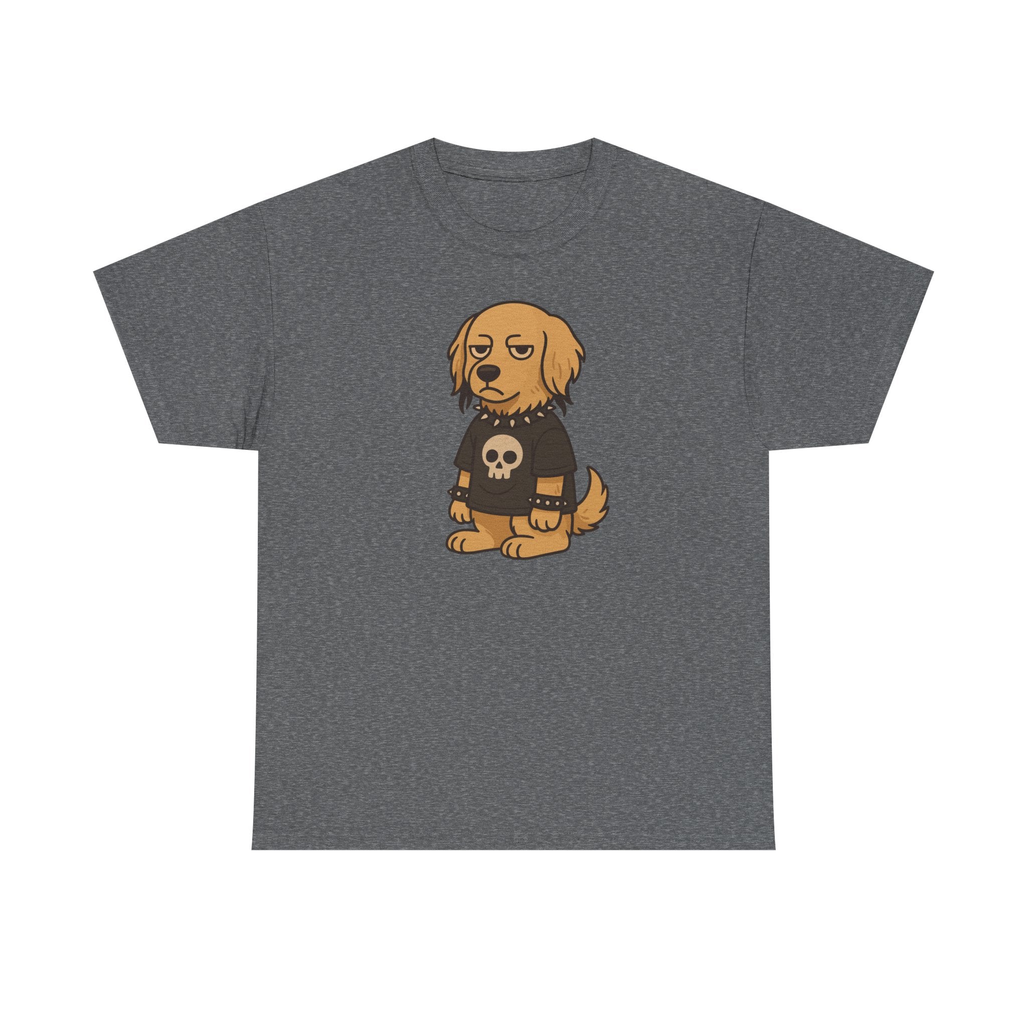 Goth Punk Golden Retriever In Skull Shirt T-Shirt