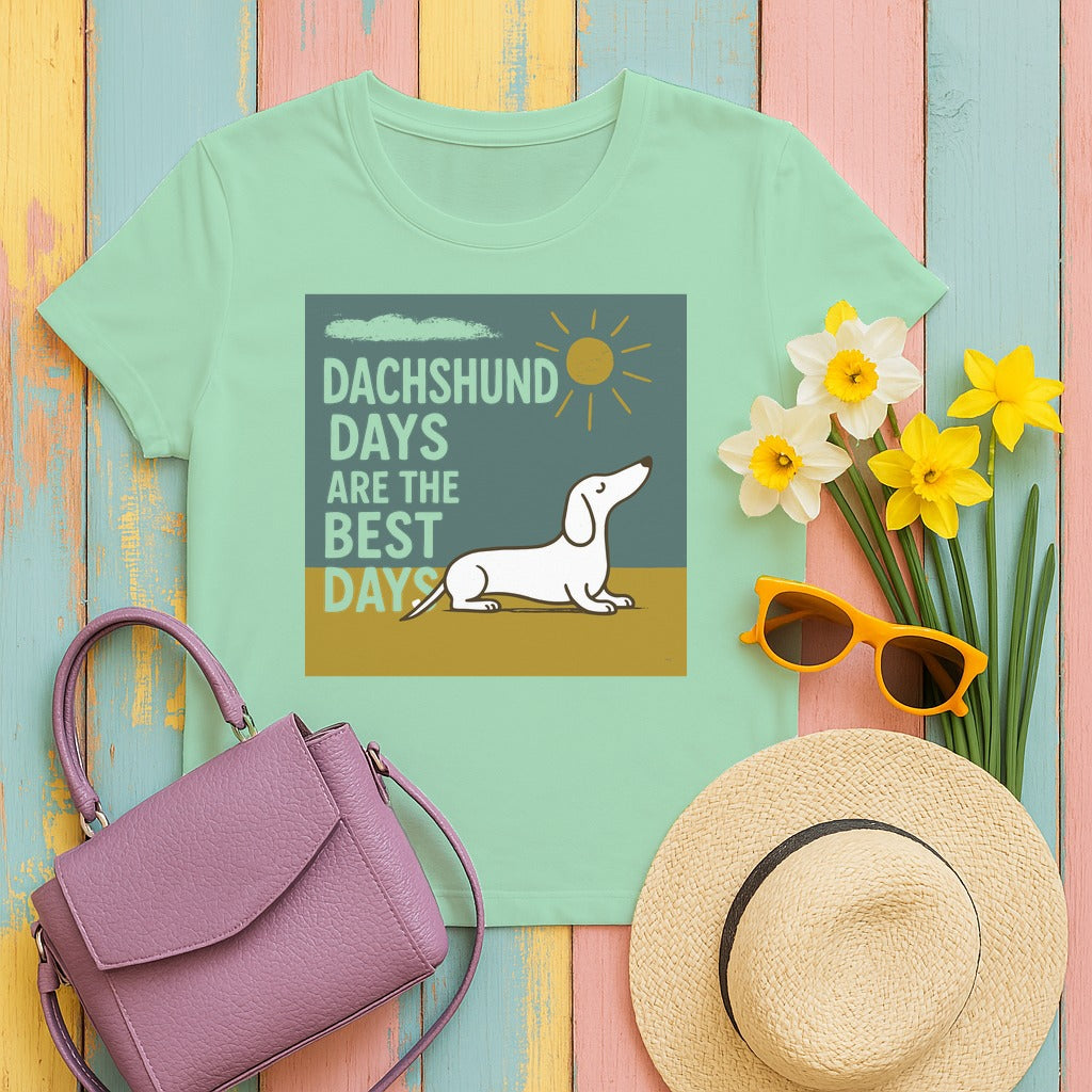Radiant Dachshund Days T-Shirt in Mint Green