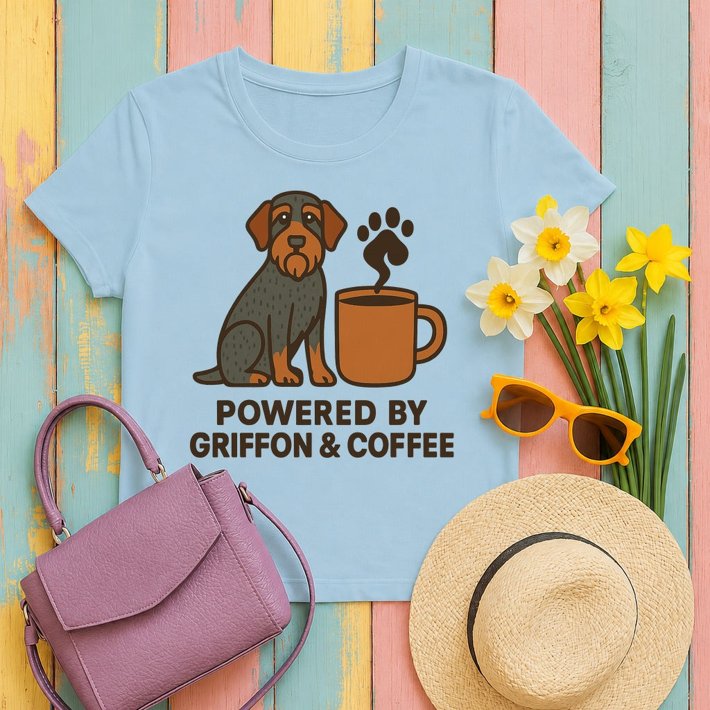 Powered by Griffon & Coffee T-shirt in Light Blue