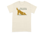 T-shirt with golden retriever dog silhouette and text "Stay curious, Sniff everything!".
