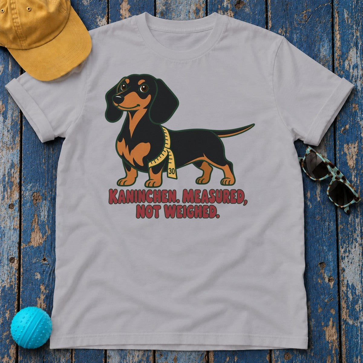 Kaninchen Measured Not Weighed Dachshund T-Shirt in Athletic Heather