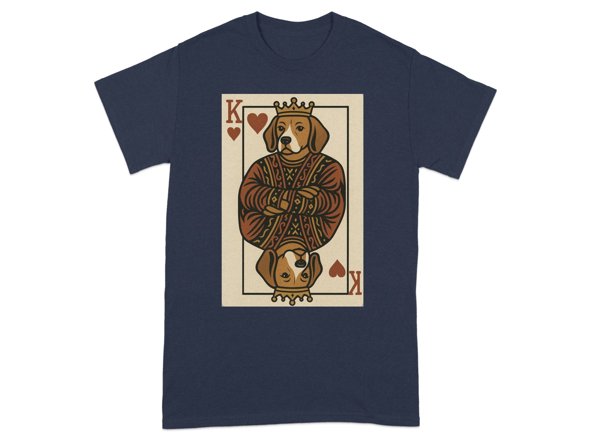 King of Hearts playing card featuring a crowned dog wearing historical attire.
