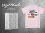 Size chart for Gildan 5000 Heavy Cotton T-Shirt with beagle logic design.