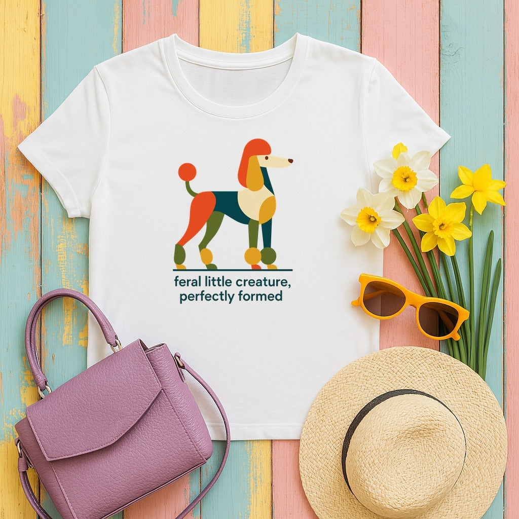 Perfectly Feral Poodle T-Shirt in White