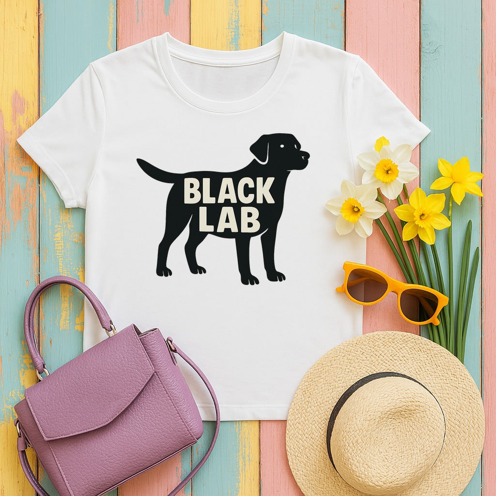 Black Lab Silhouette T-shirt in White