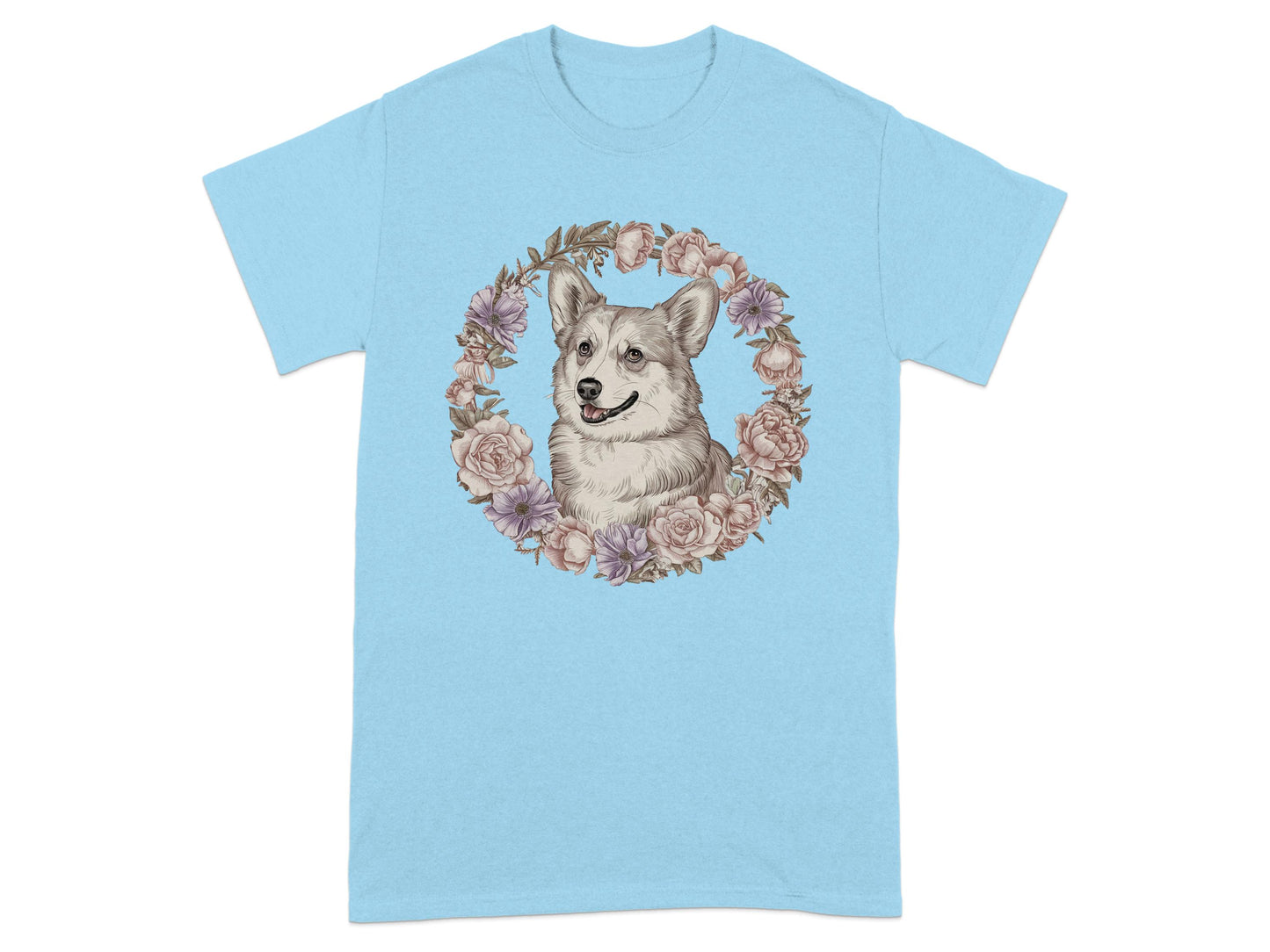 Adorable Dog Surrounded by Flowers on T-shirt product