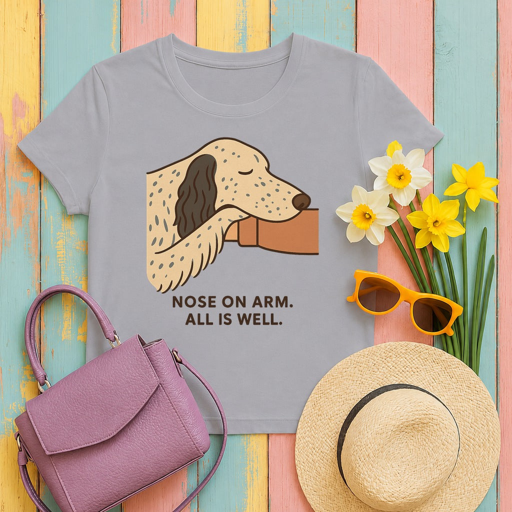English Setter Nose on Arm Tee in Athletic Heather