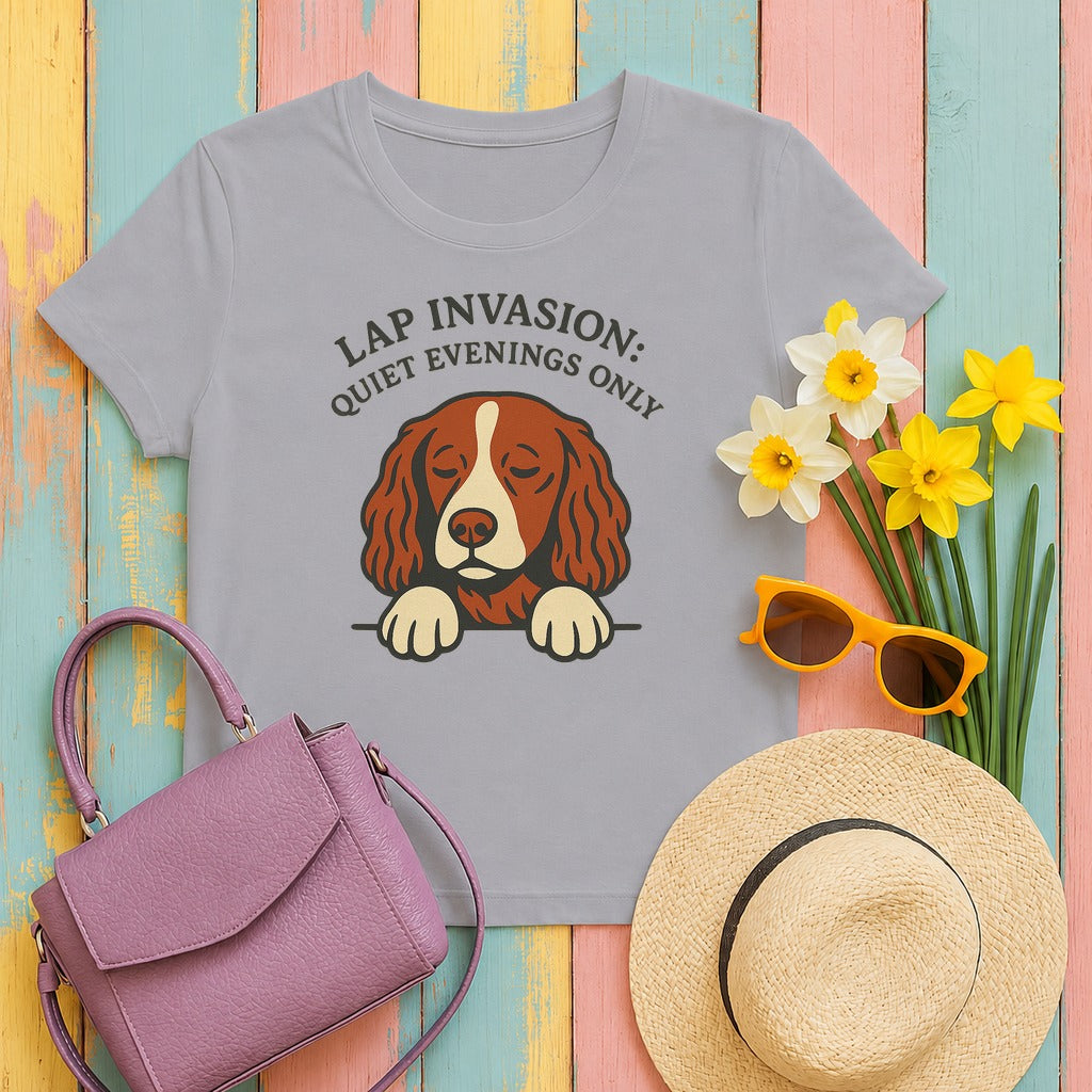 Welsh Springer Spaniel Lap Invasion T-shirt in Athletic Heather
