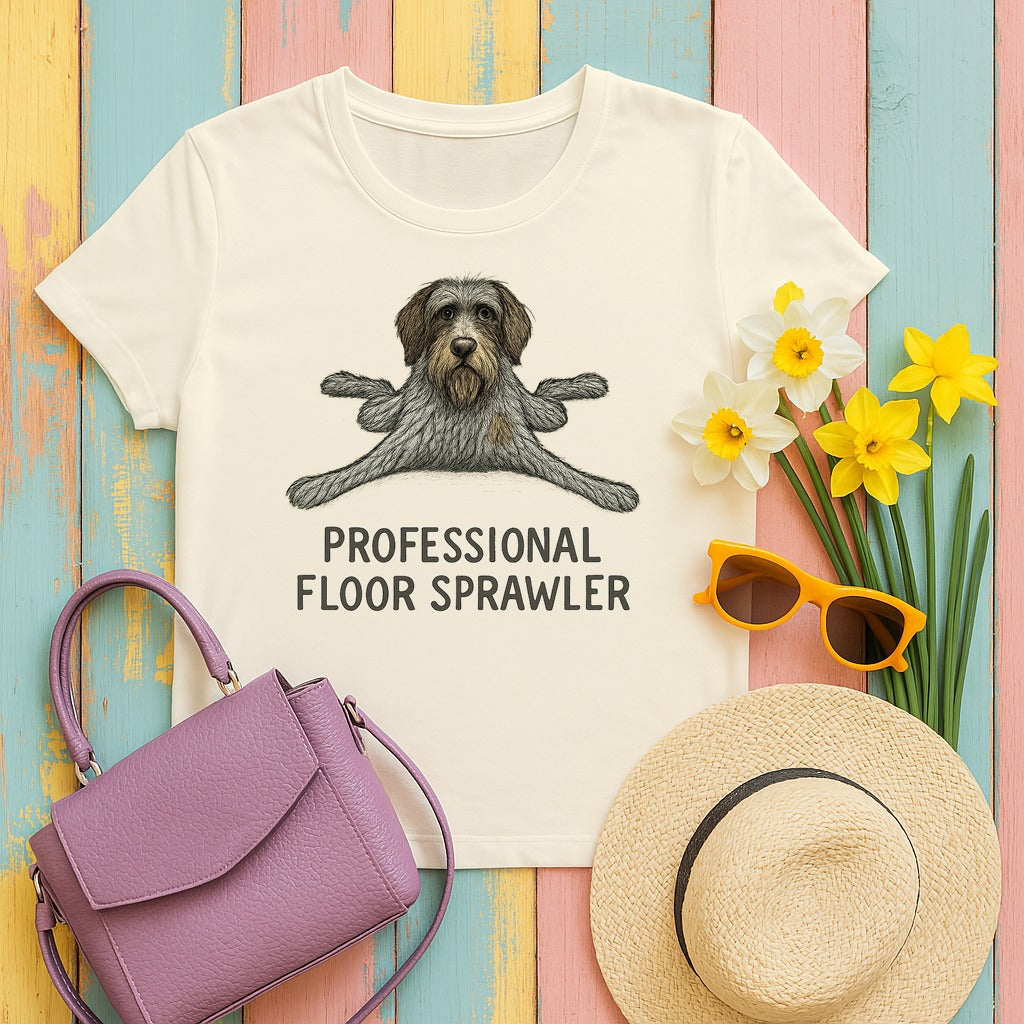 Wirehaired Pointing Griffon Professional Floor Sprawler T-shirt in Natural