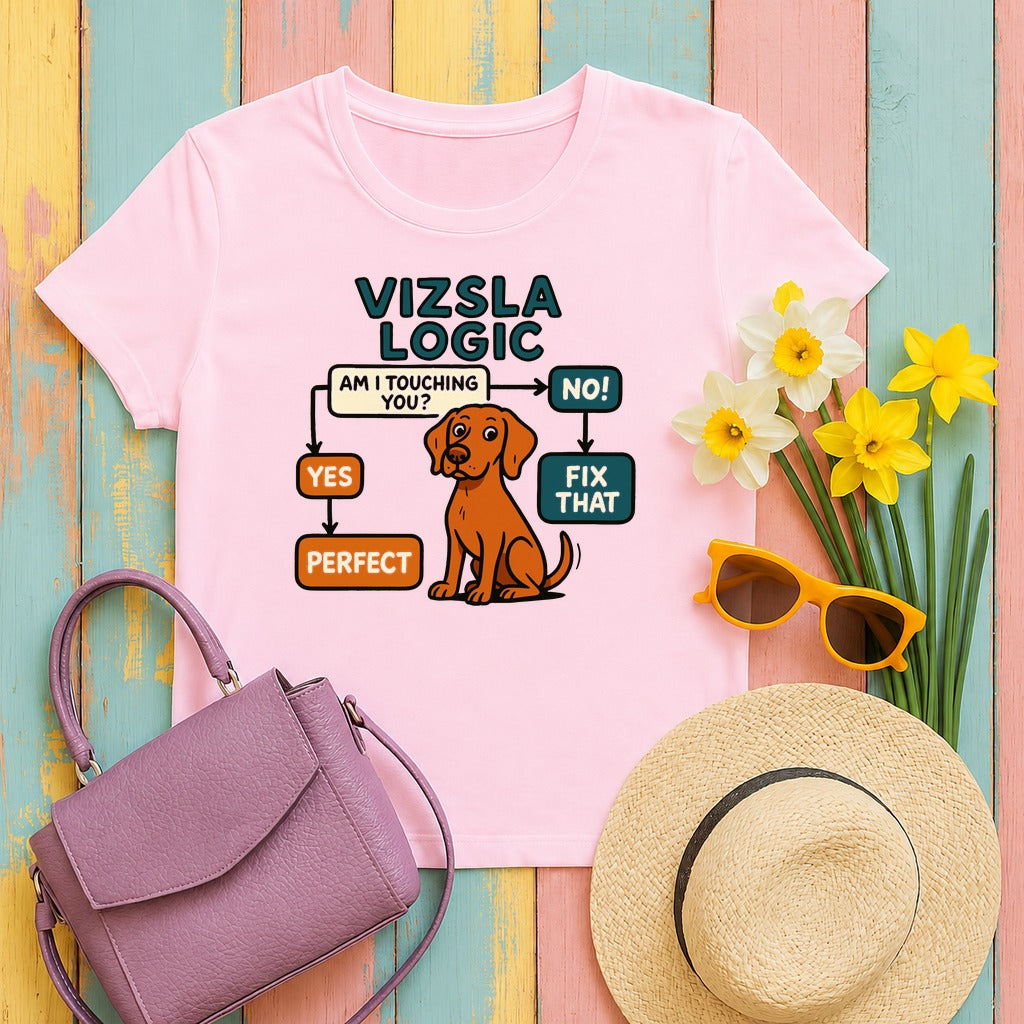 Vizsla Logic Flowchart Premium T-Shirt in Light Pink