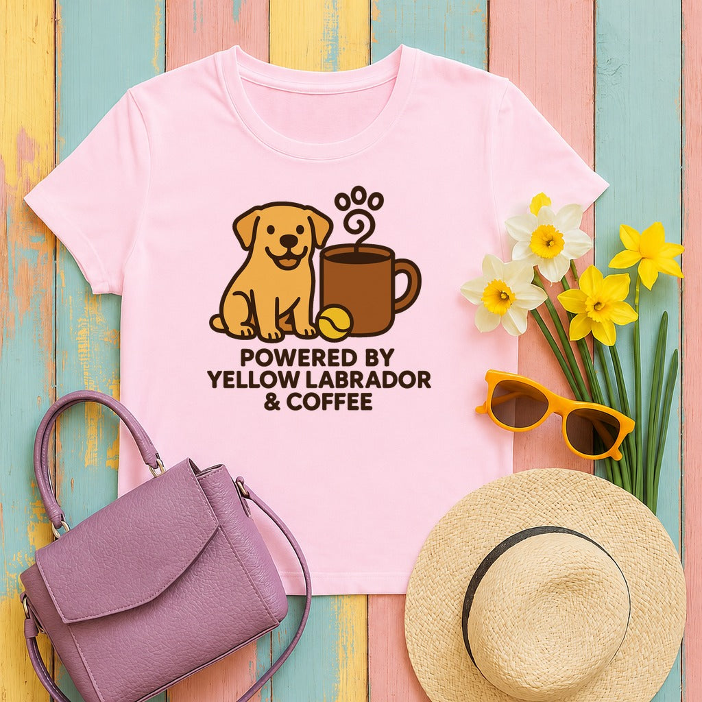 Lab & Coffee Fuel Dog Lover's T-Shirt in Light Pink