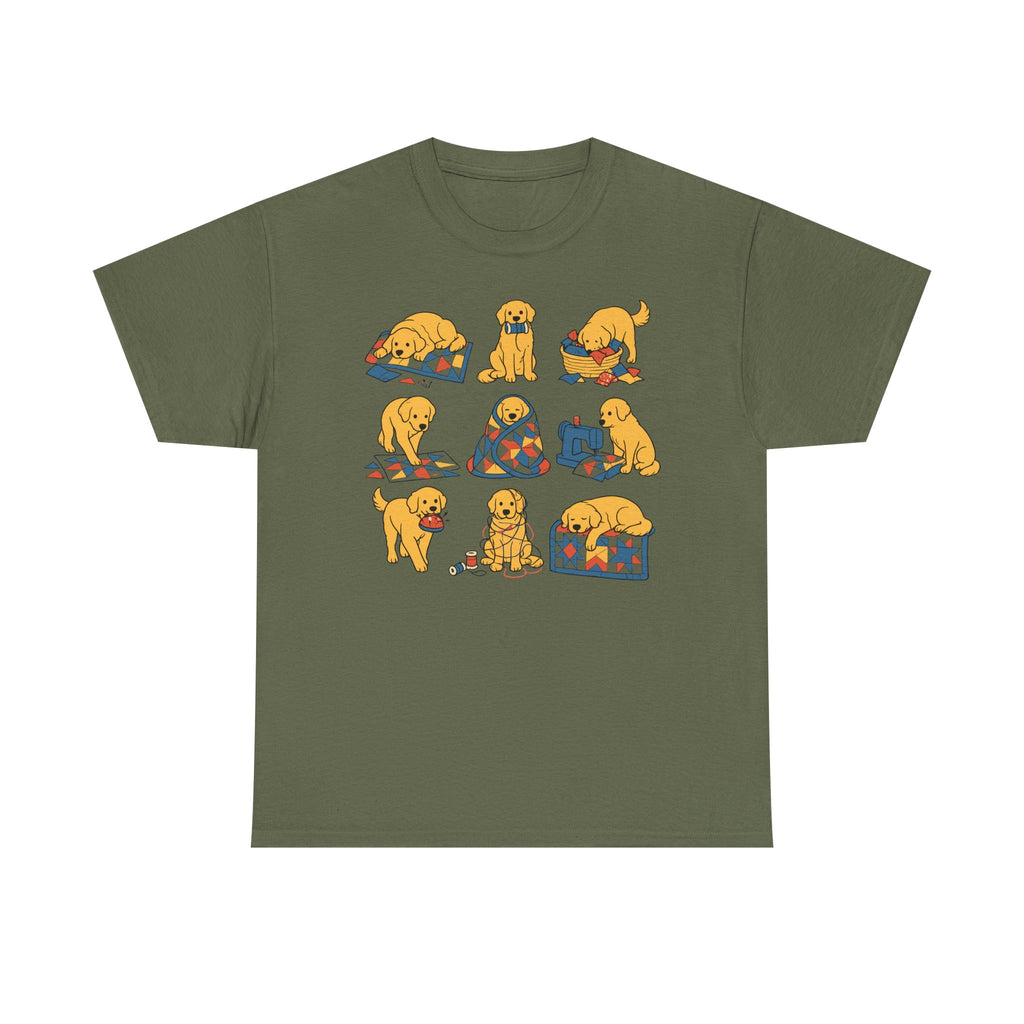 Cozy Golden Retriever Quilting Adventures T-Shirt