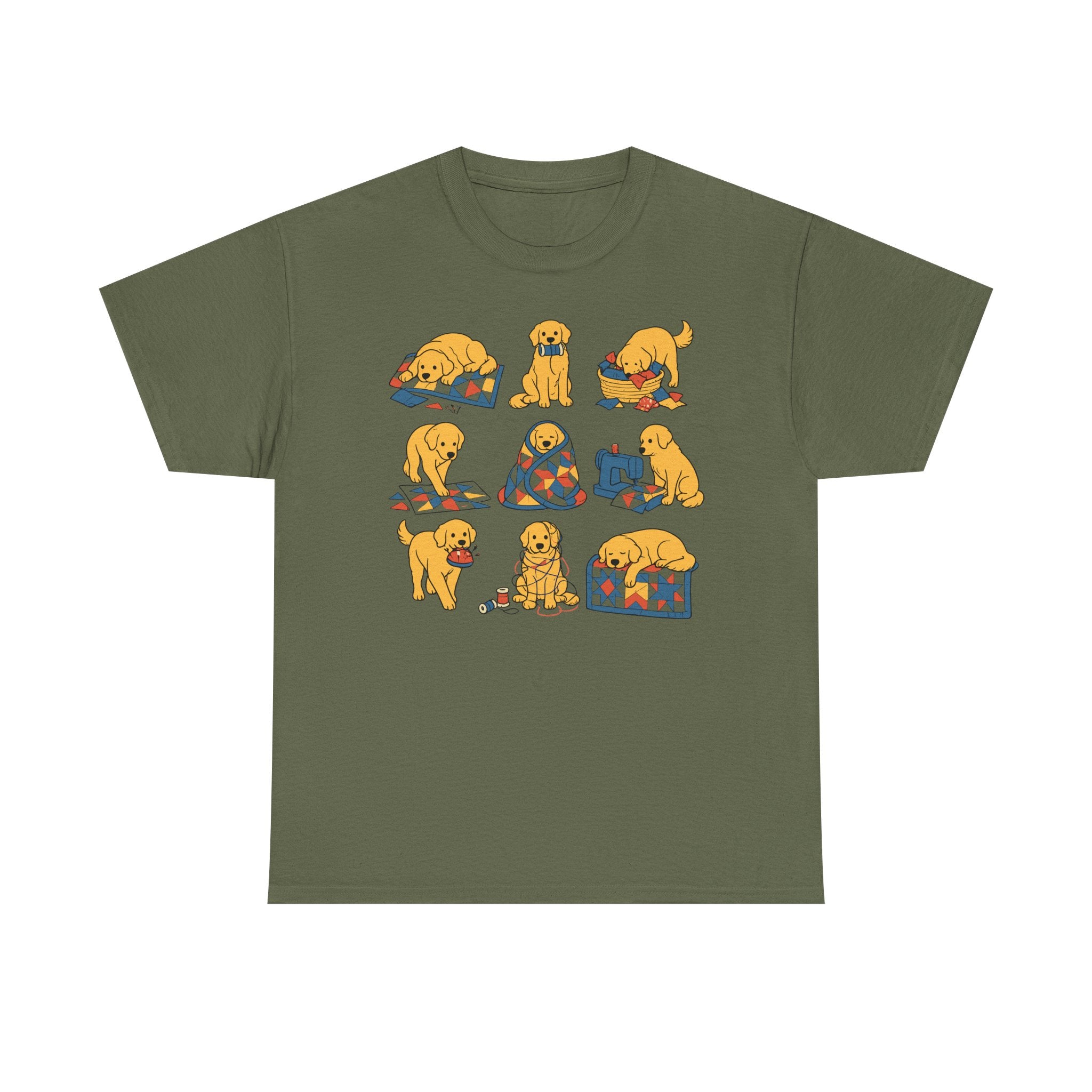 Cozy Golden Retriever Quilting Adventures T-Shirt