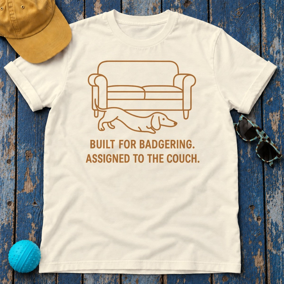 Dachshund Built For Badgering Tee in Natural