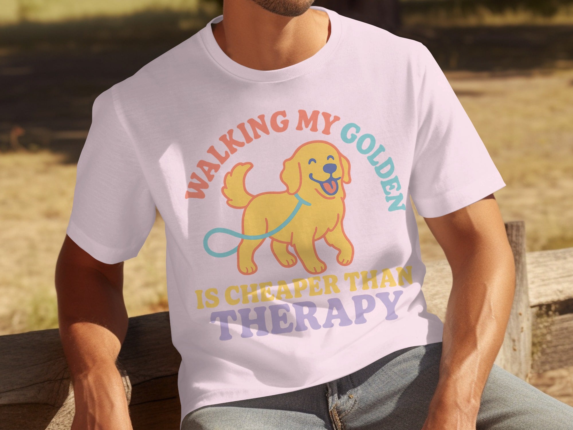 Walking My Golden Is Cheaper Than Therapy T-shirt