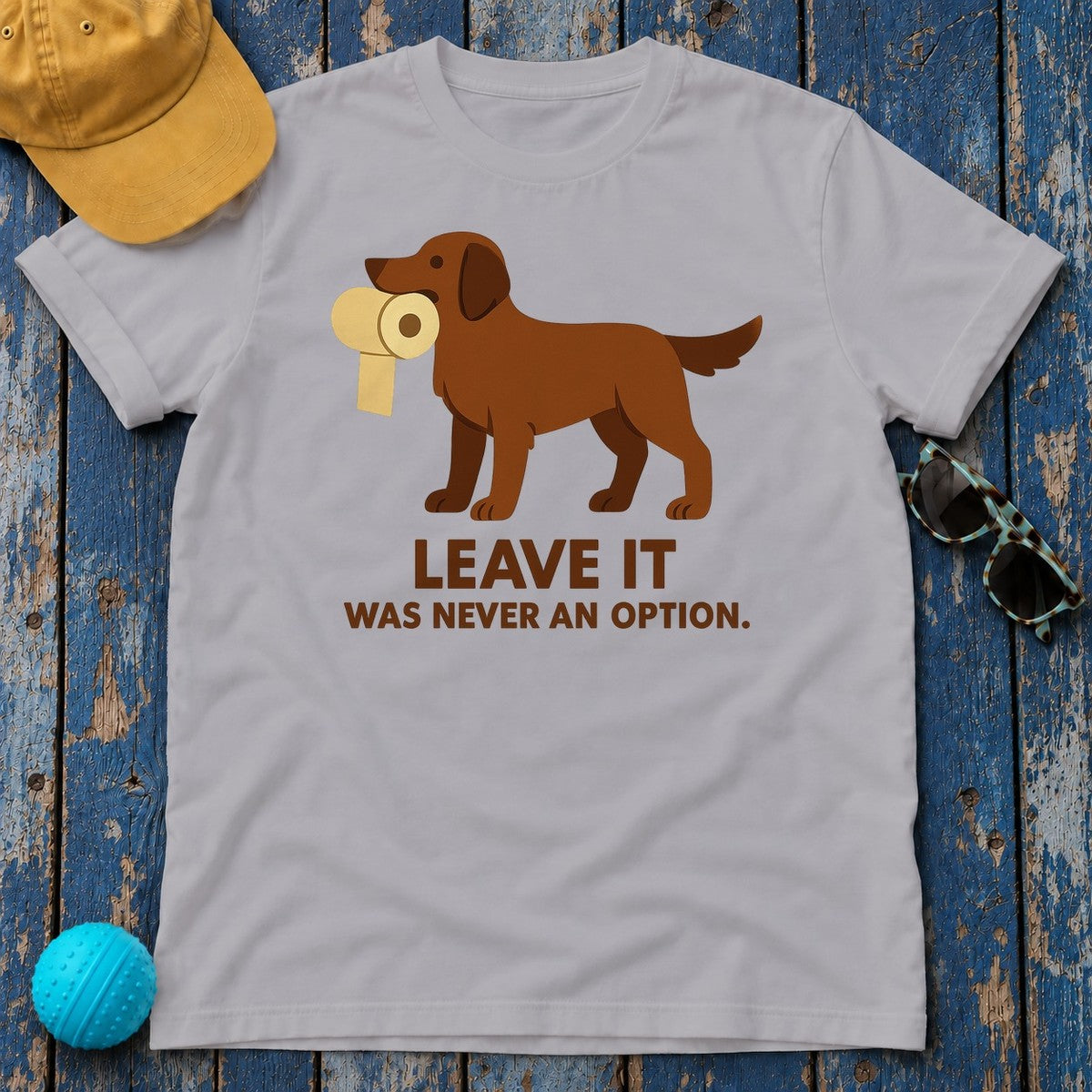 Liver Flat-Coated Retriever Leave It Tee in Athletic Heather