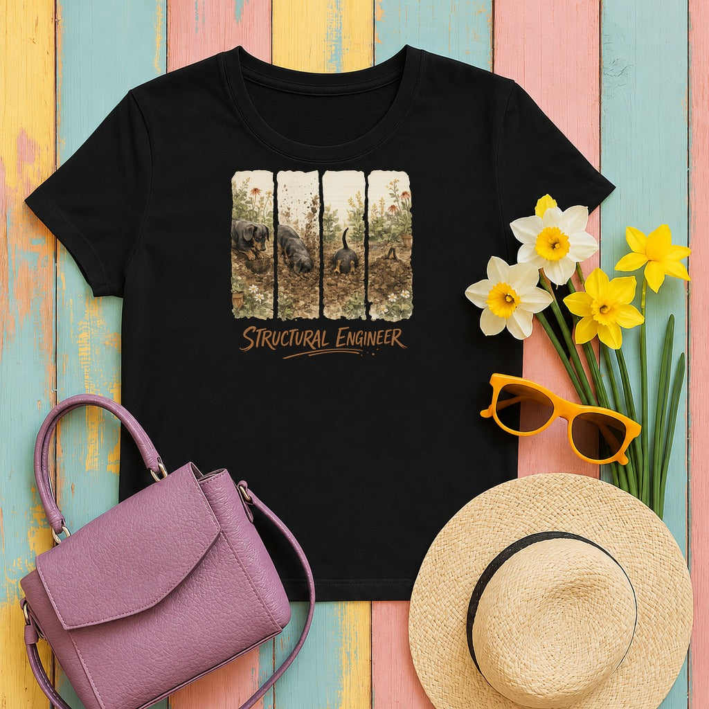 migbackfill structural-engineer-dachshund-t-shirt tee flat lay hero v8