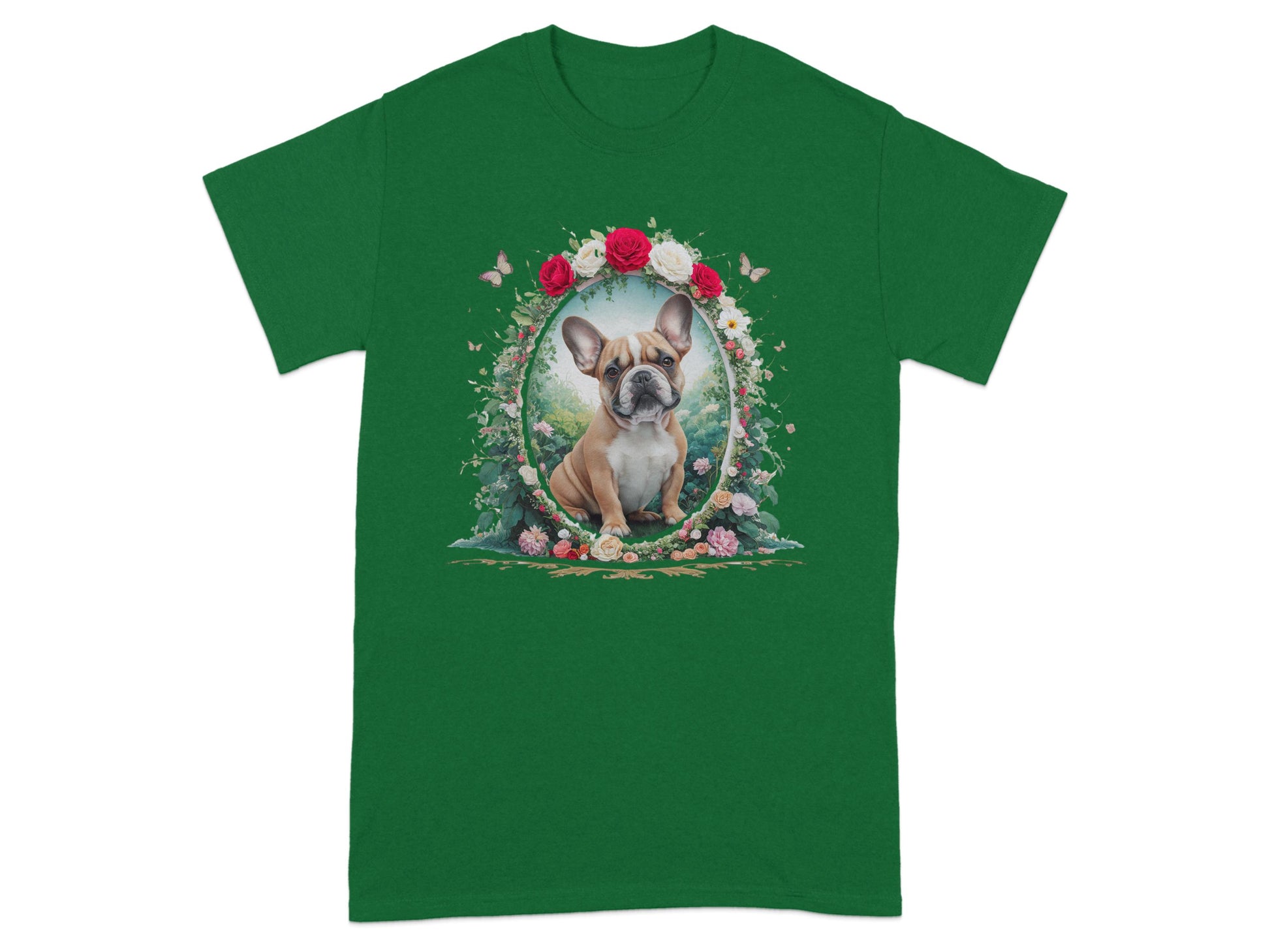 Adorable French Bulldog with Floral Frame T-Shirt product