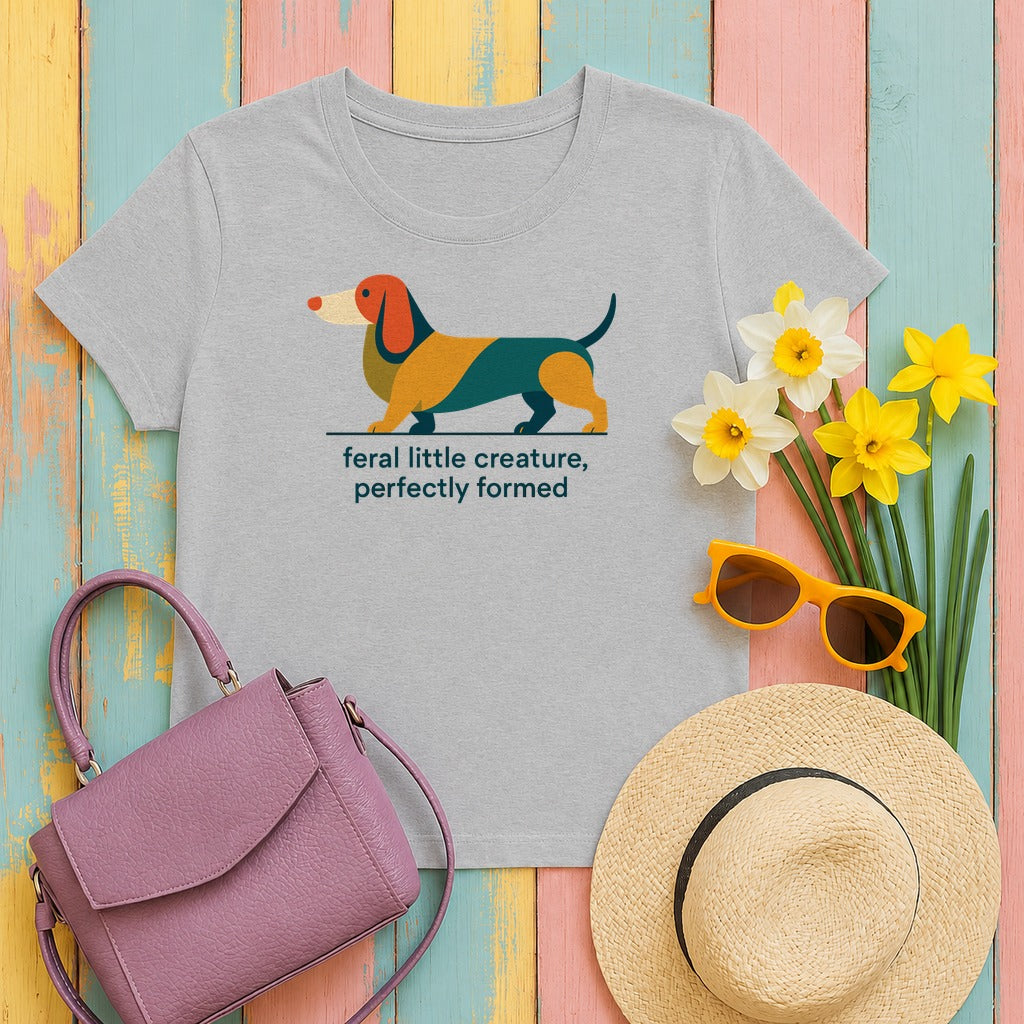Perfectly Feral Dachshund T-Shirt in Sport Grey