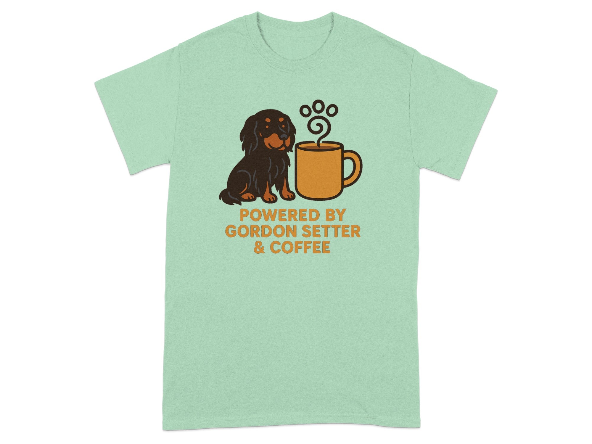 Gordon Setter and coffee graphic with text "POWERED BY GORDON SETTER & COFFEE".