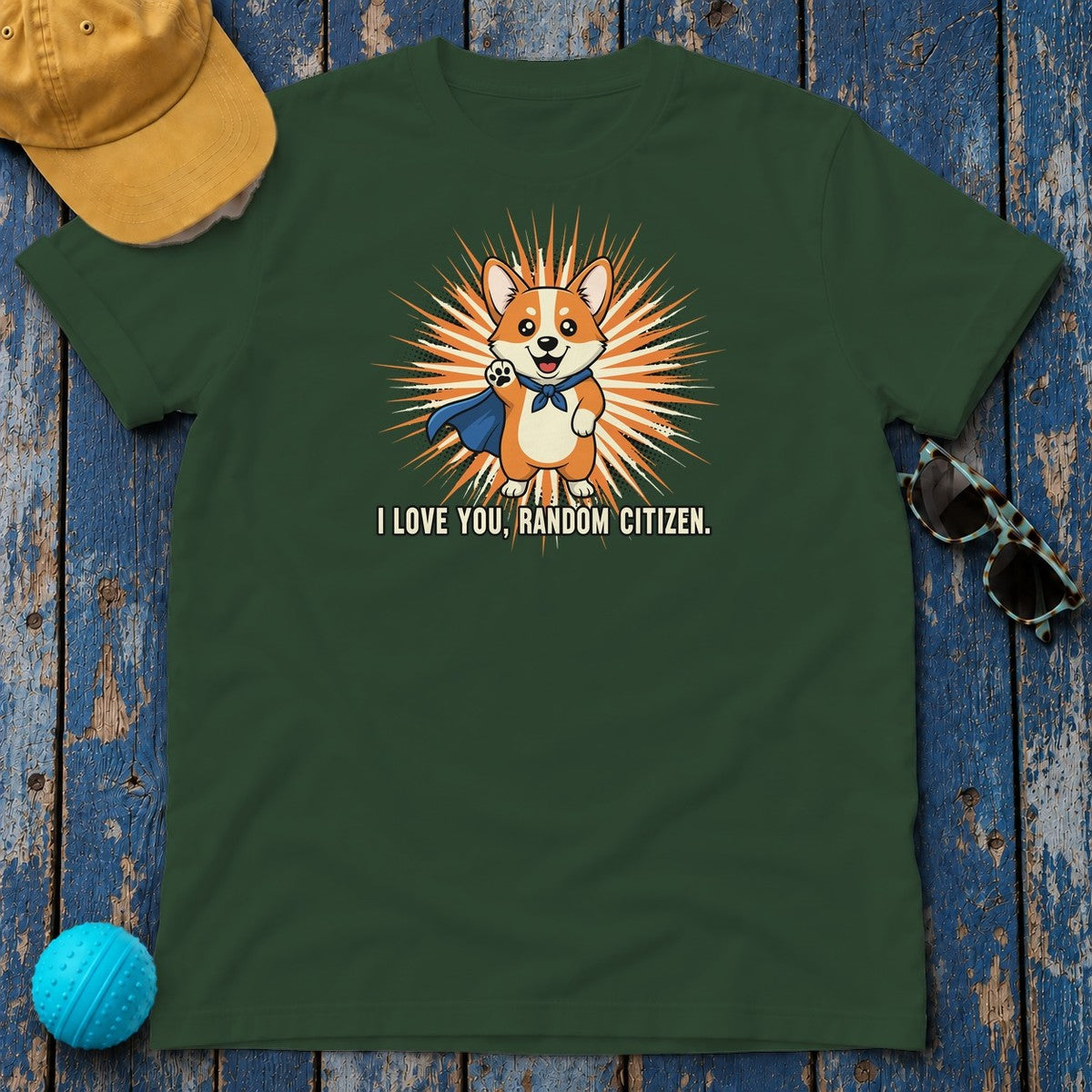 Random Citizen Super Corgi T-Shirt in Forest Green