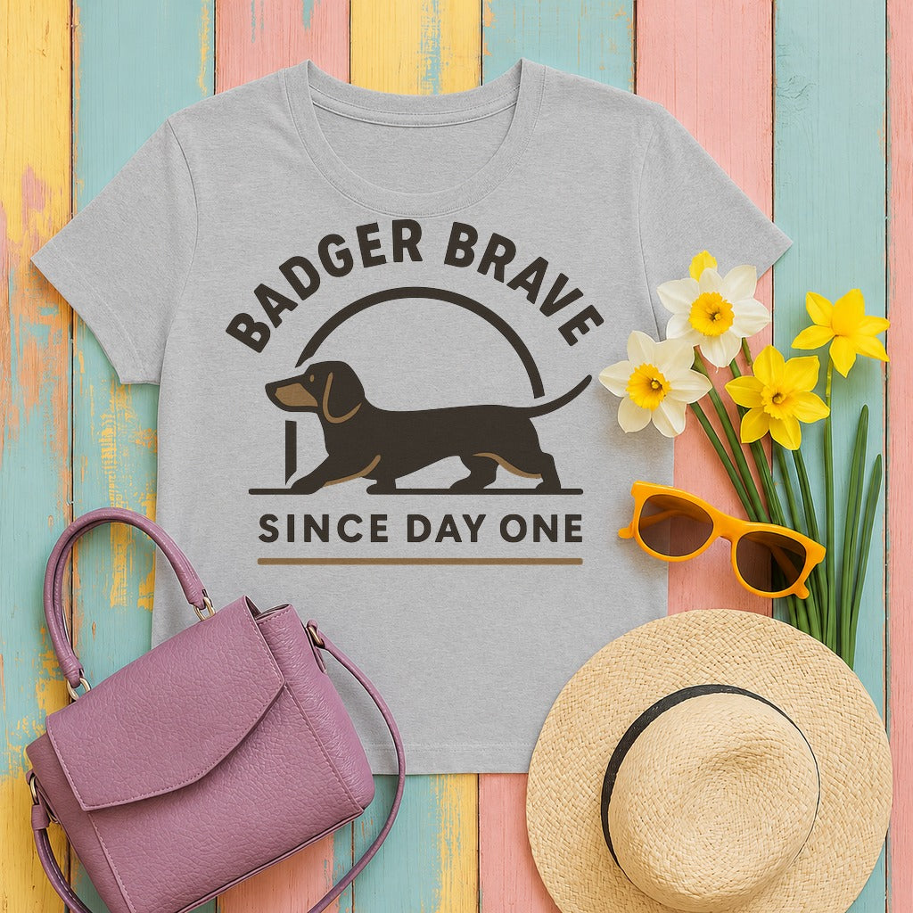 migbackfill badger-brave-dachshund-t-shirt tee flat lay hero v8