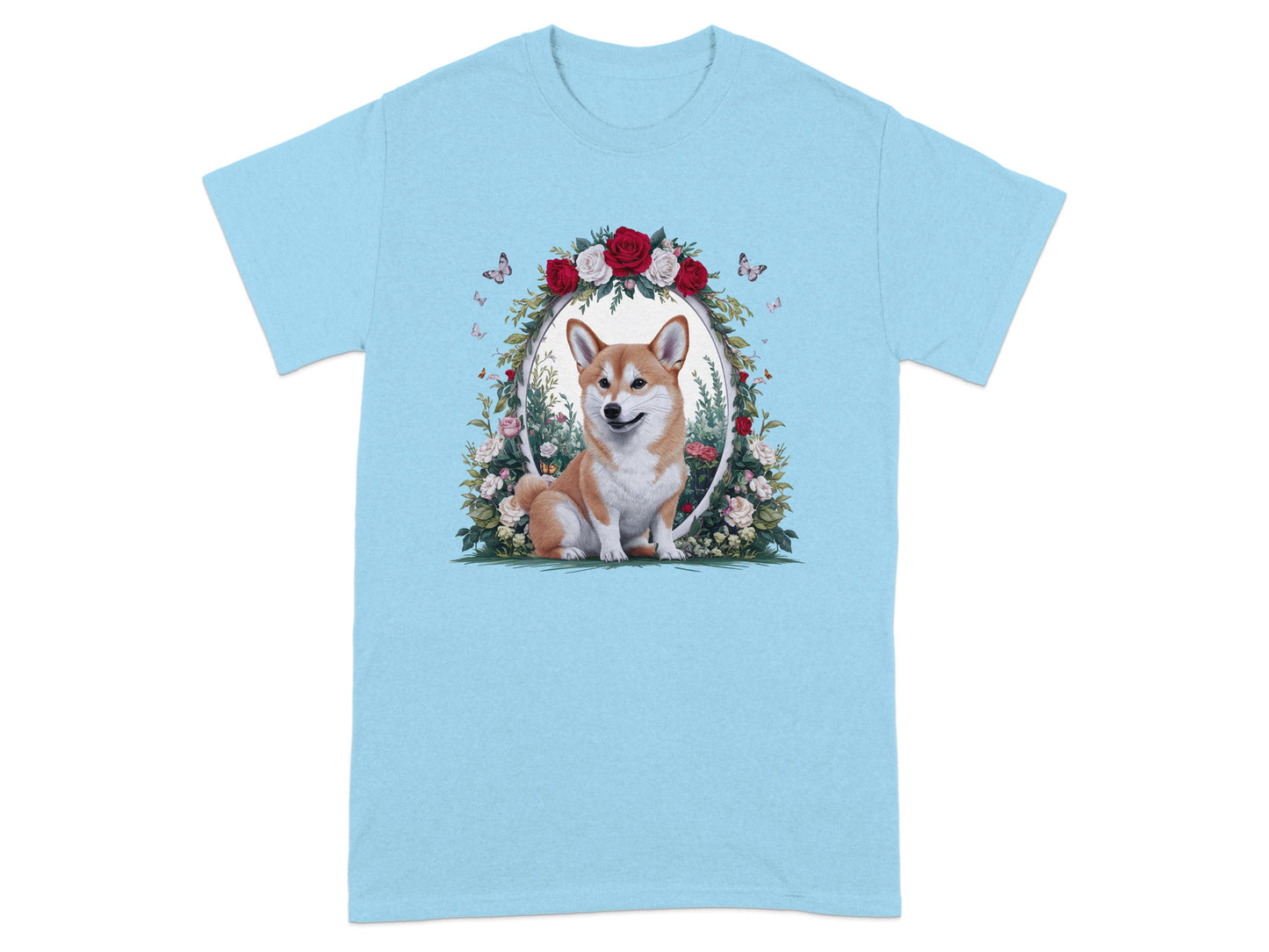 Adorable Corgi with Floral Wreath Design T-shirt product