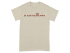 T-shirt with "EAT. SLEEP. STEAL SOCKS. REPEAT." and a dog graphic.