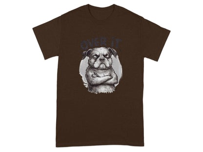 Over It Pug Graphic Print Brown T-shirt product