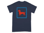 Red Dachshund Graphic on Navy Blue T-shirt product