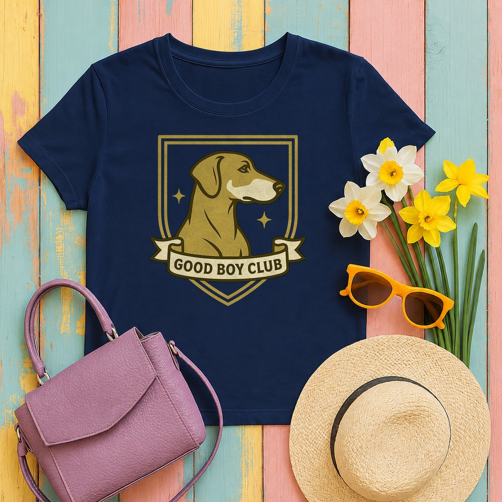 Doberman Good Boy Club Tee in Navy