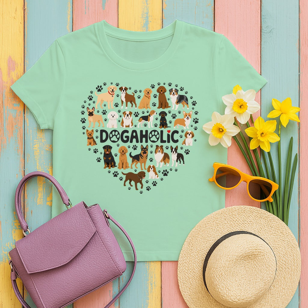Dogaholic T-Shirt in Mint Green