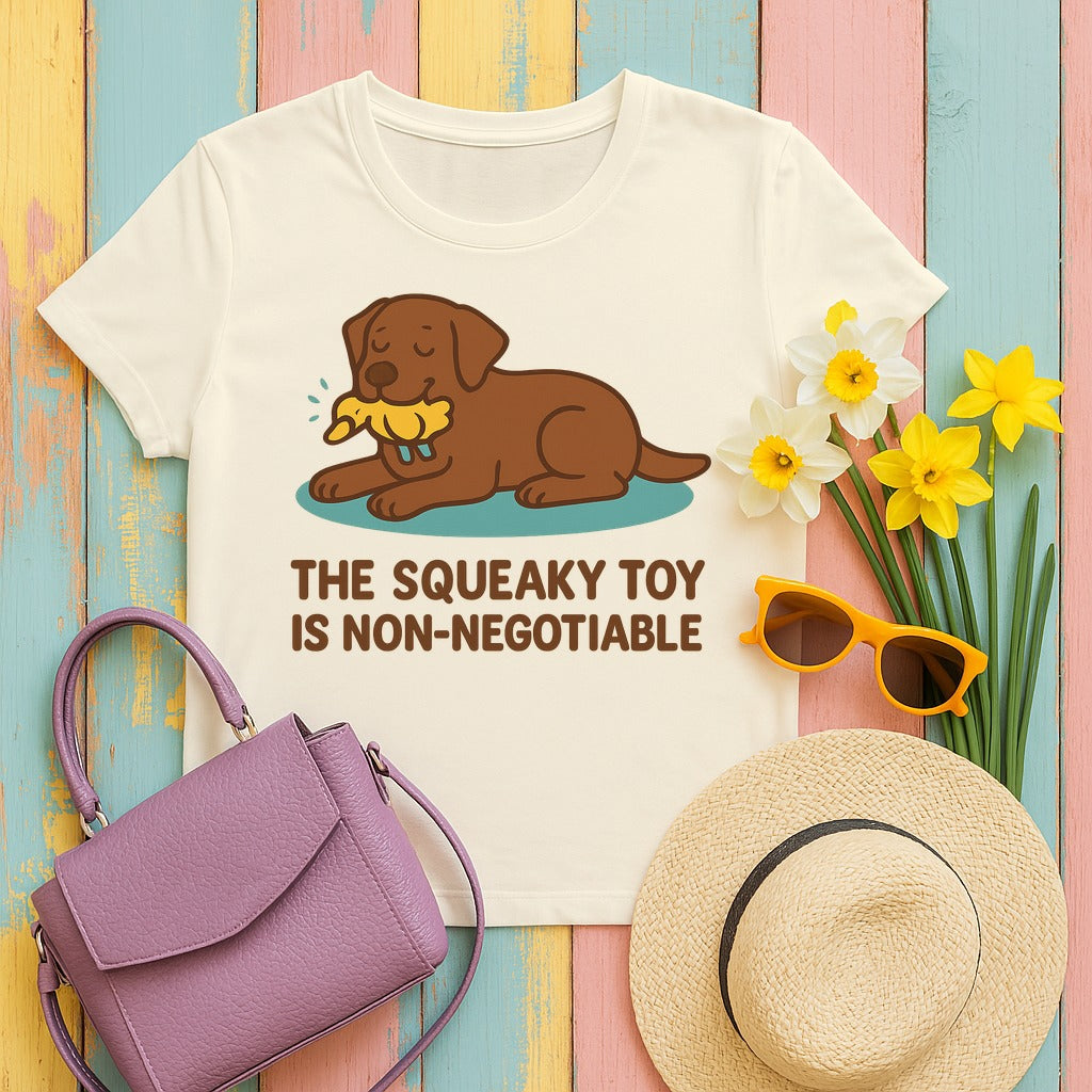 Chocolate Lab Squeaky Toy Non-Negotiable T-shirt in Natural