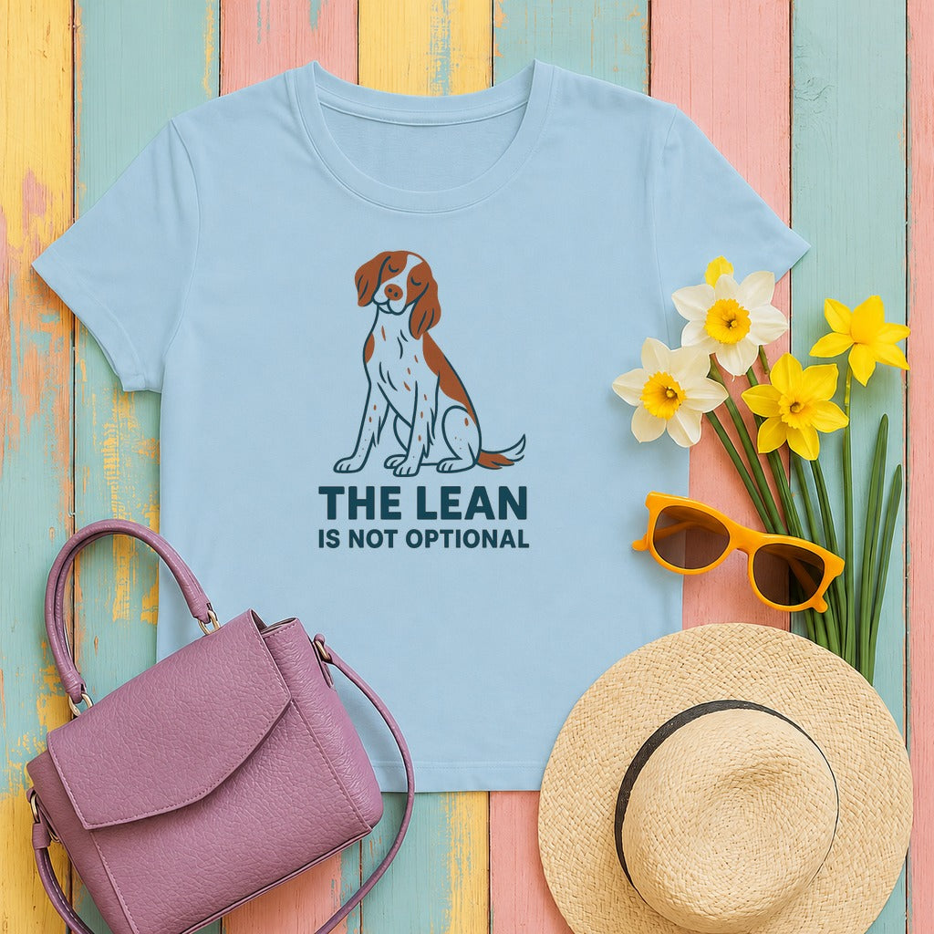 Irish Red and White Setter The Lean Is Not Optional Tee in Light Blue